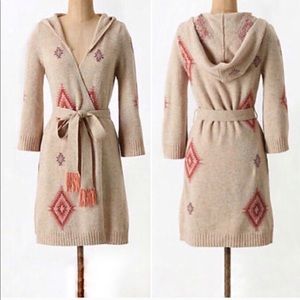 Anthropologie Lilka Hooded Wool Sweater Cardigan M
